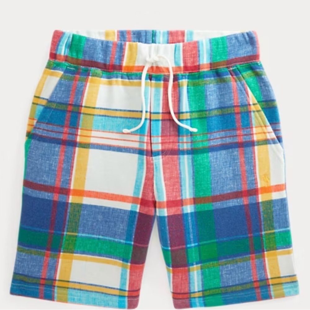 Boy’s Polo Ralph Lauren Colorful Plaid Madras Print Fleece Shorts Size L (14-16)